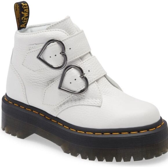 NWT DR MARTENS DEVON HEARTS QUAD BOOTS- WHITE SZ 9 - Picture 11 of 13